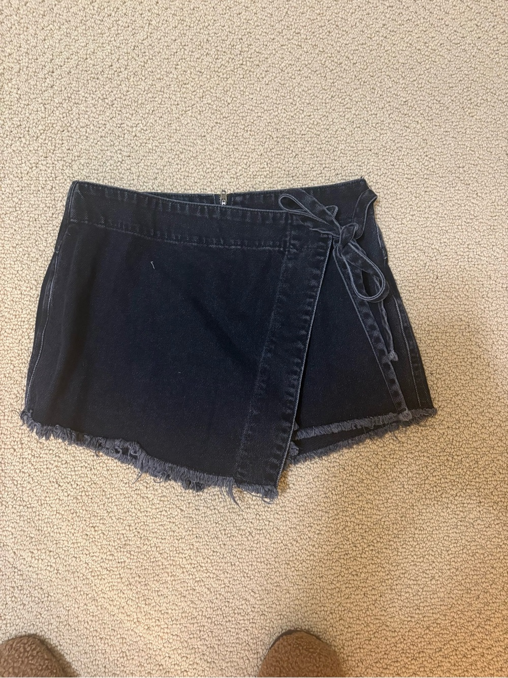 We The Free Black Denim Wrap Skort with Side Tie
